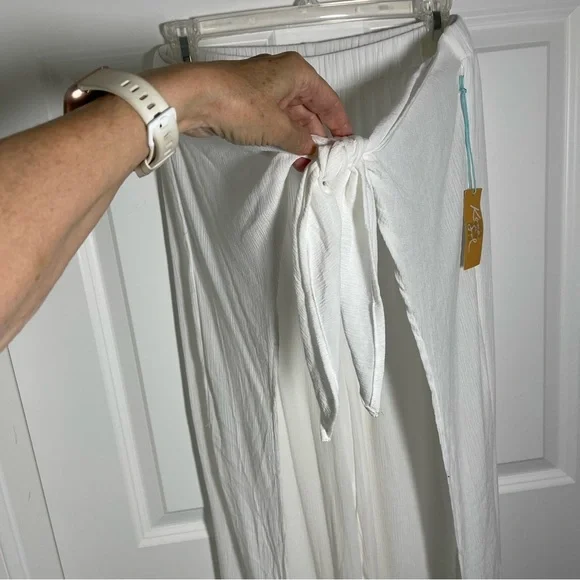 NWT Kona Sol Pull-On Beach Coverup Split-Leg Front-Tie Pants Semi-Sheer Gauze - Picture 3 of 13